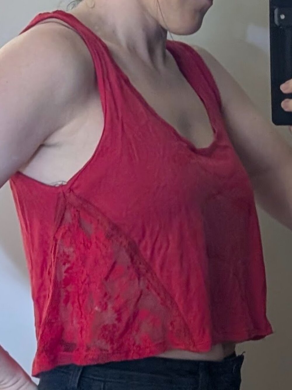 Cropped Red Laced Side Panel Tank